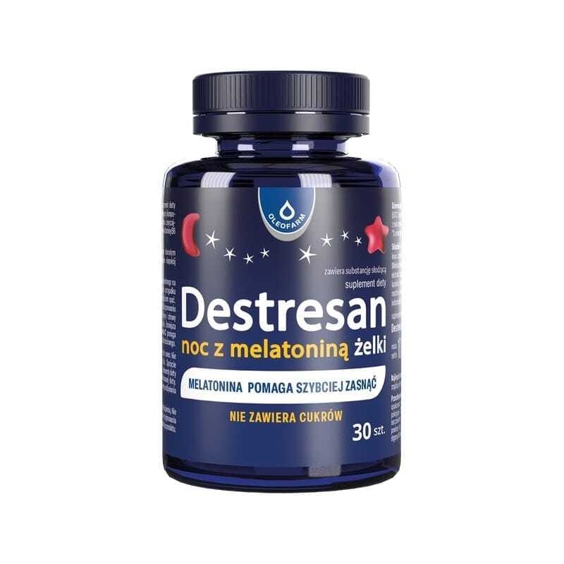 Complex pentru adormire mai ușoară cu melatonină Destresan, Oleofarm (30 jeleuri masticabile)