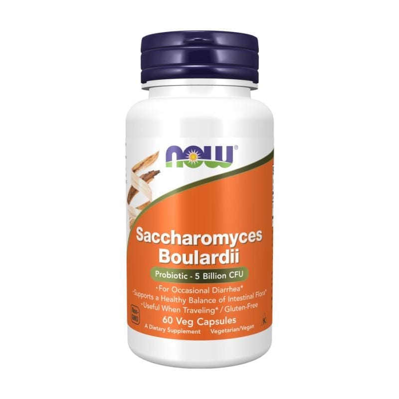 Saccharomyces boulardii, ideal pentru călătoriile în străinătate, NOW (60 capsule)