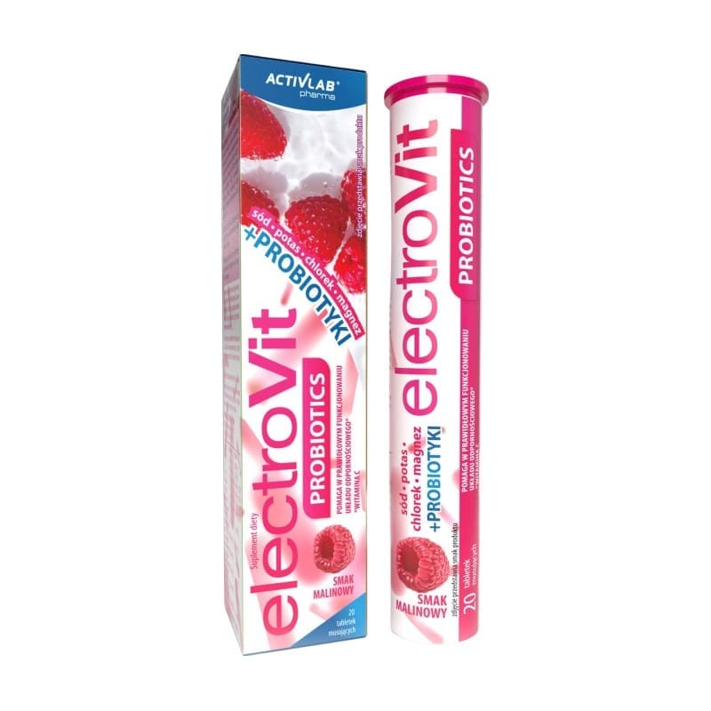 Electroliți cu probiotice cu aromă de zmeură Activlab Pharma (20 comprimate efervescente)