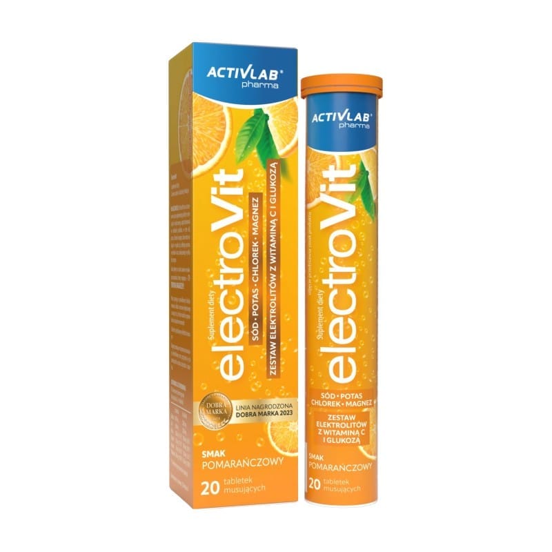 Electroliți cu minerale și vitamina C, aromă de portocală Activlab Pharma (20 comprimate efervescente)