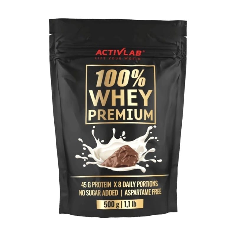 Proteine 100% Whey Premium cu aromă de ciocolată cu lapte Activlab (500 g)