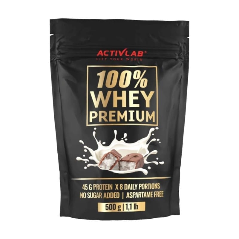Proteine 100% Whey Premium cu aromă de ciocolată și cocos Activlab (500 g)