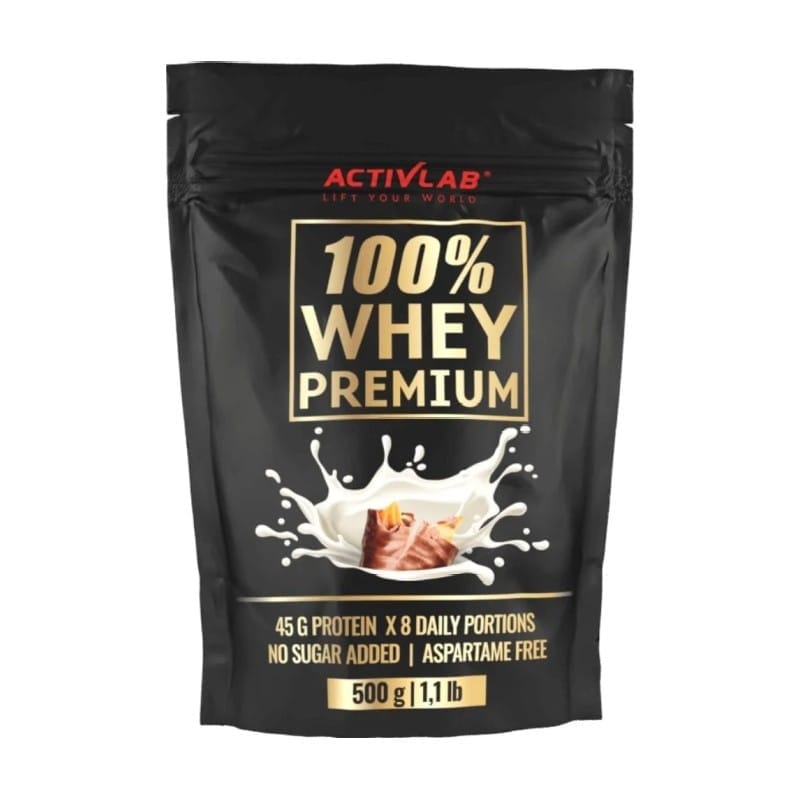 Proteine 100% Whey Premium cu aromă de caramel și ciocolată Activlab (500 g)