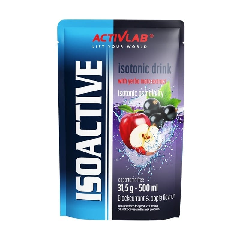 Izotonic sub formă de pulbere Isoactive Activlab, coacăze negre cu măr (31,5 g)