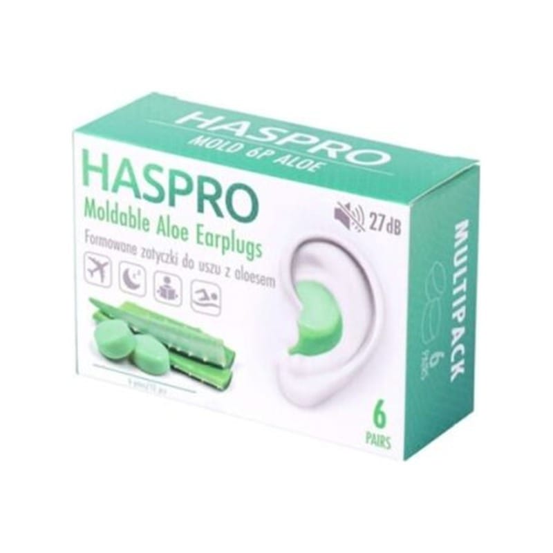Dopuri de urechi din silicon cu aloe vera Haspro (12 bucăți)