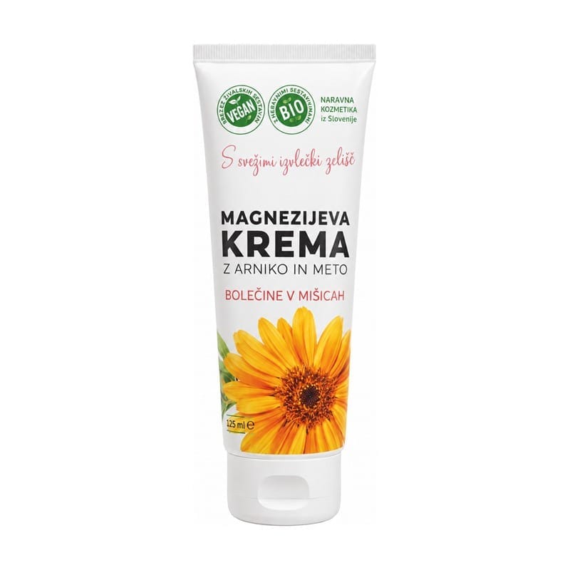 Cremă cu magneziu, arnică și mentă Cvetka (125 ml)