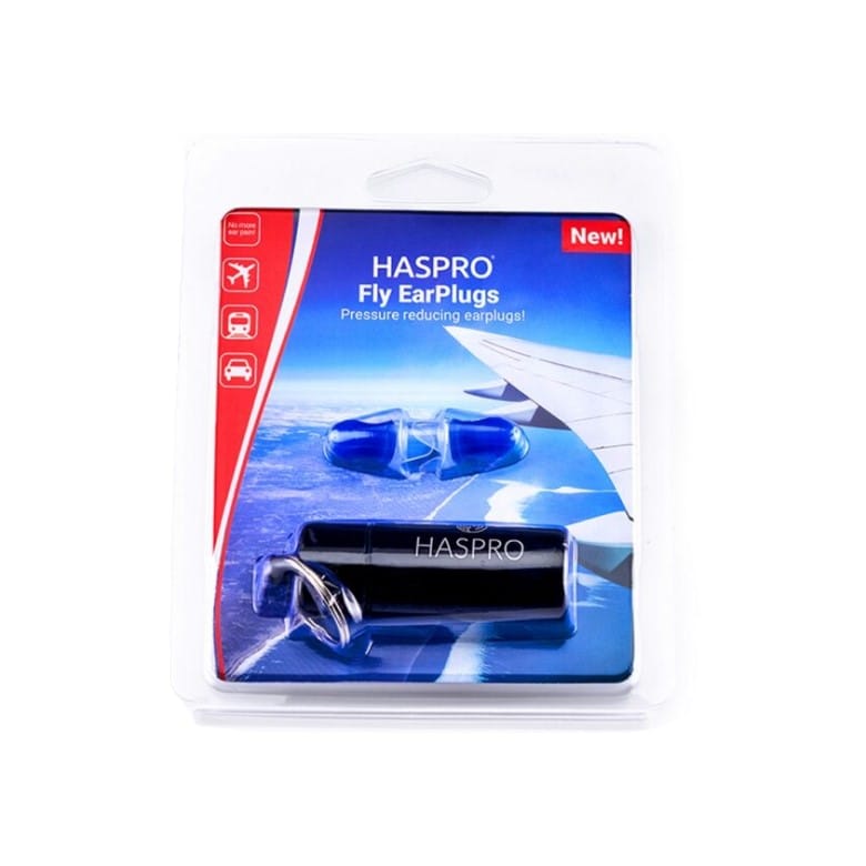 Dopuri de urechi pentru călătorii cu avionul – albastre, din silicon Fly Haspro (1 pereche)