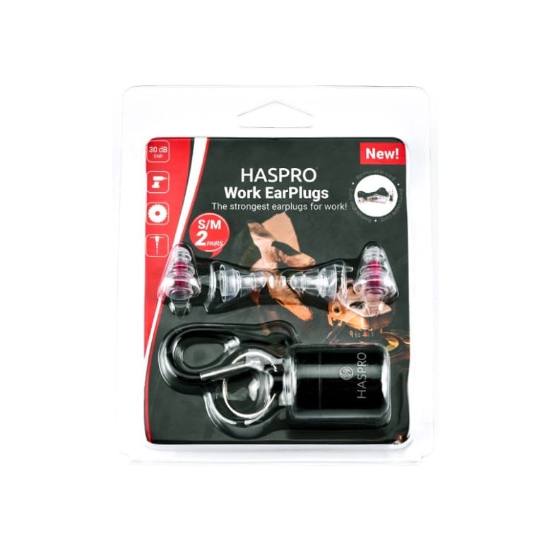Dopuri de urechi pentru lucru – transparente, din silicon Work Haspro (2 perechi, S/M)