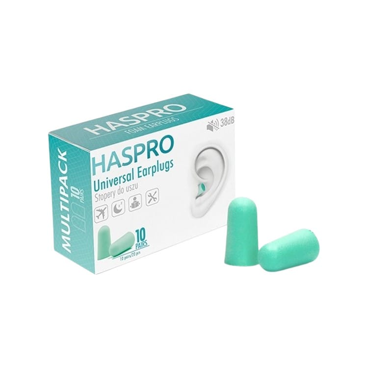 Dopuri de urechi din spumă Multi10 - culoare verde mentă Haspro (20 bucăți)