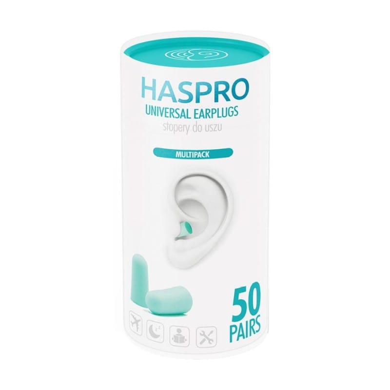 Dopuri de urechi din spumă Tube50 - culoare verde mentă, Haspro (100 bucăți)