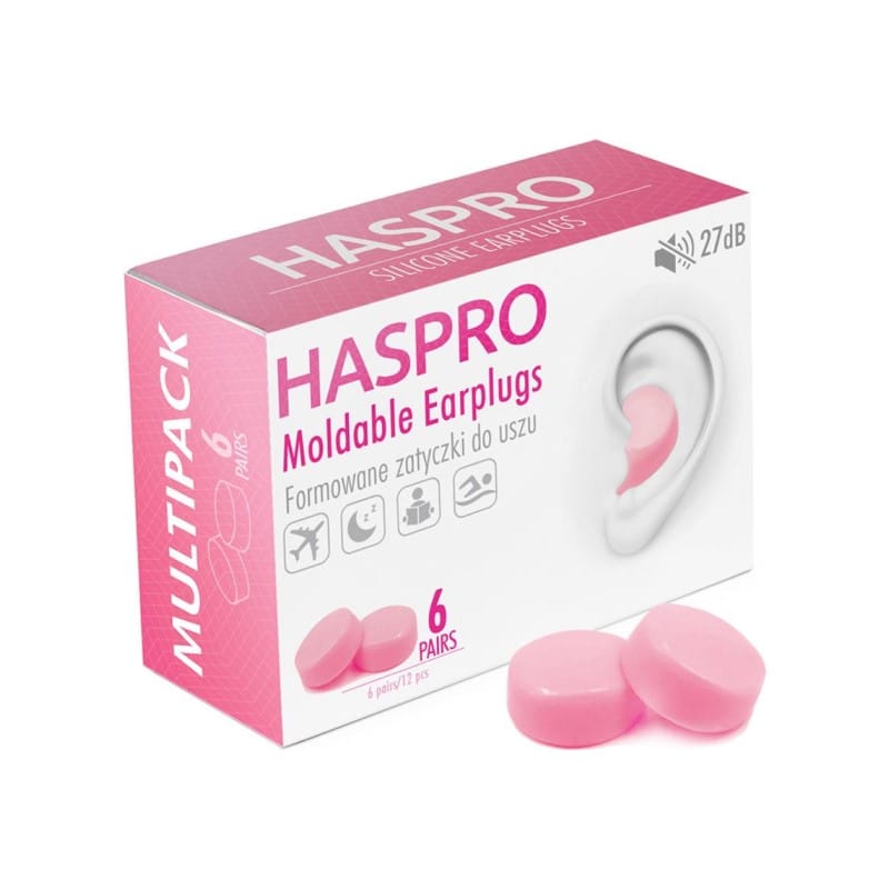 Dopuri de urechi din silicon Mold6 - culoare roz Haspro (12 bucăți)