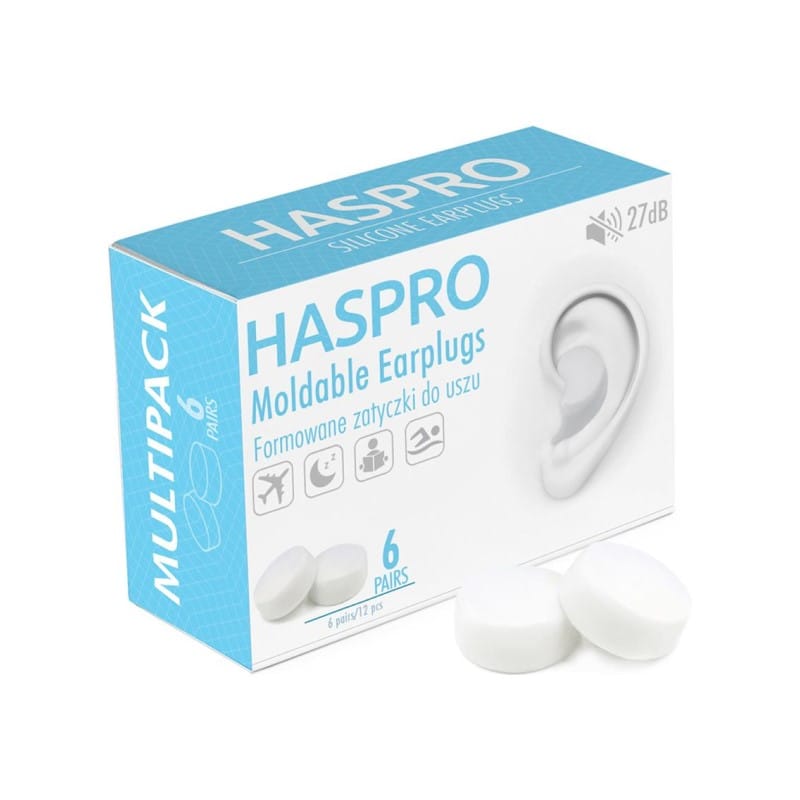 Dopuri de urechi din silicon Mold6 - culoare albă Haspro (12 bucăți)